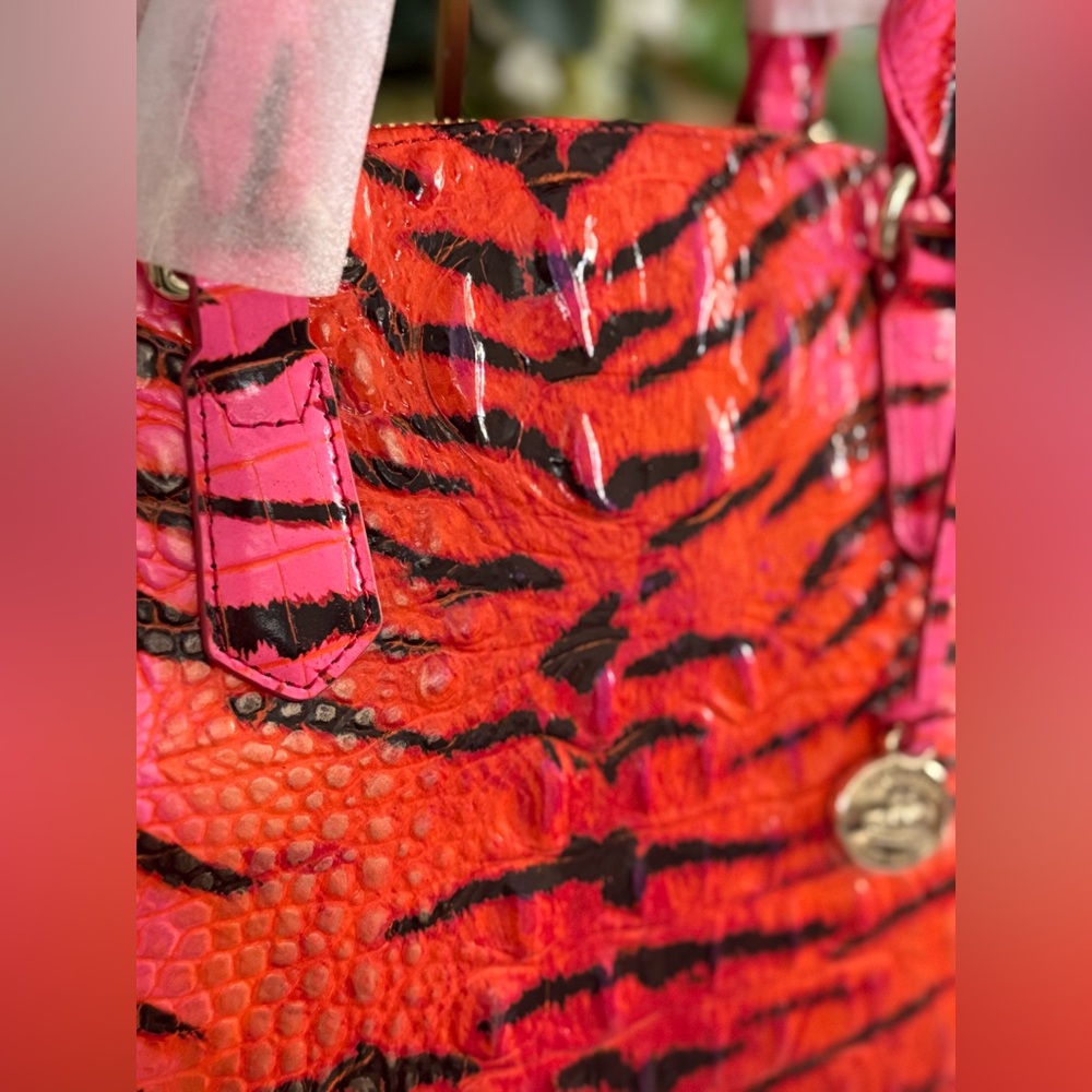 Brahmin Lg Duxbury Pink Feline Ombre Melbourne Leather Satchel & Ady Wallet NWT - Picture 9 of 11